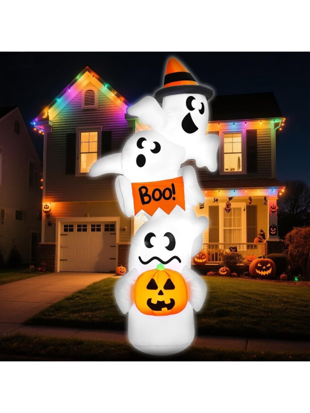 🎃9ft Tall Halloween Inflatable Giant Overlap Ghost Blow Up Yard Outdoor Decor